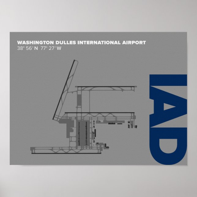 Washington Dulles Airport (IAD) Diagram Poster (Front)