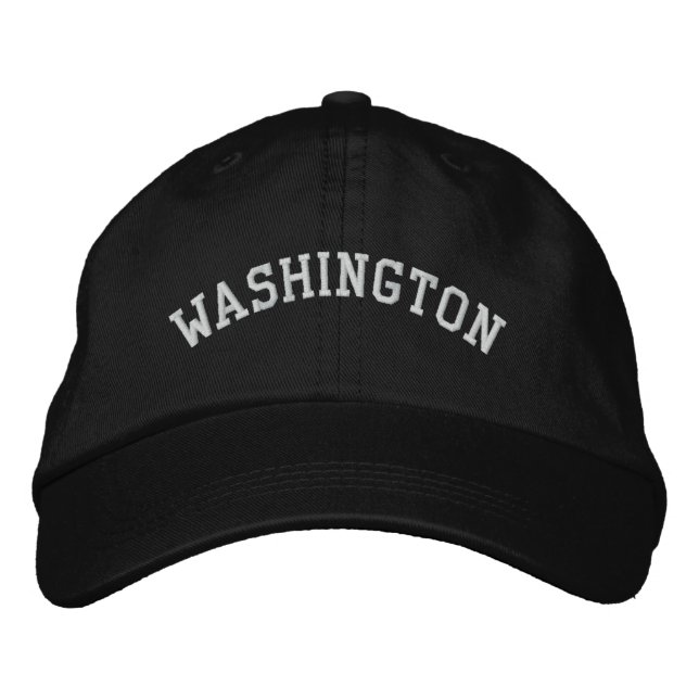 Washington Embroidered Adjustable Cap Black (Front)
