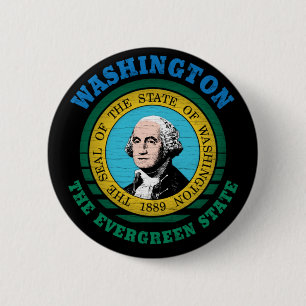 WASHINGTON EVERGREEN STATE FLAG 6 CM ROUND BADGE