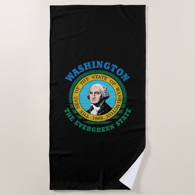 WASHINGTON EVERGREEN STATE FLAG BEACH TOWEL (Front)
