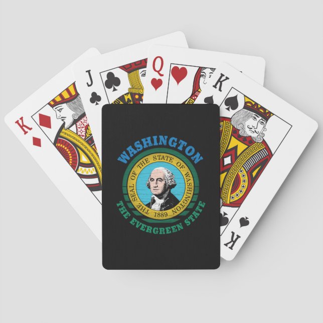 WASHINGTON EVERGREEN STATE FLAG PLAYING CARDS (Back)