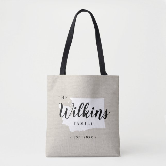 Washington Family Monogram State Tote Bag (Front)
