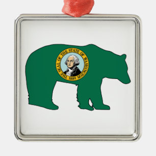 Washington Flag Bear Metal Tree Decoration