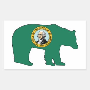 Washington Flag Bear Rectangular Sticker