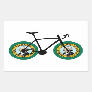 Washington Flag Cycling Rectangular Sticker