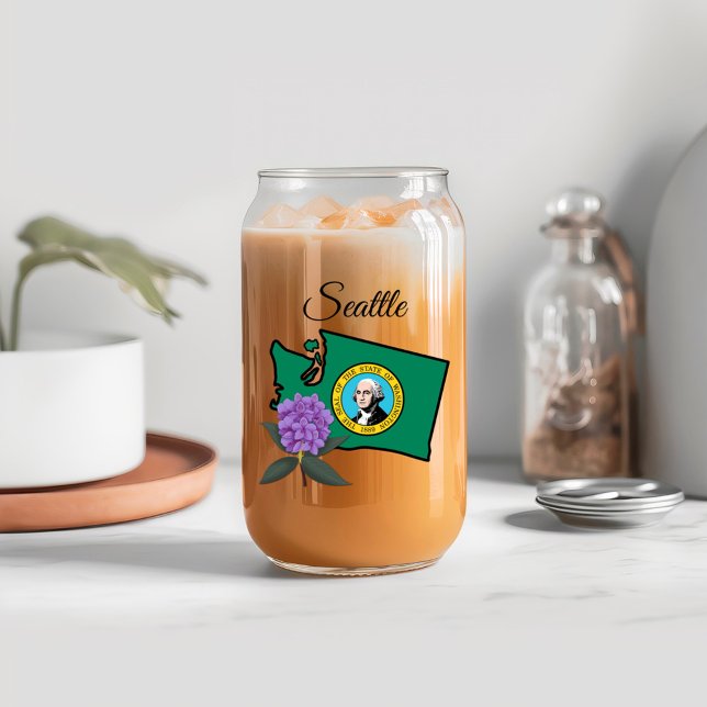 Washington Flag & Flower Pacific Rhododendron Can Glass (Creator Uploaded)