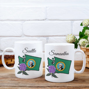 Washington Flag & Flower Pacific Rhododendron Coffee Mug