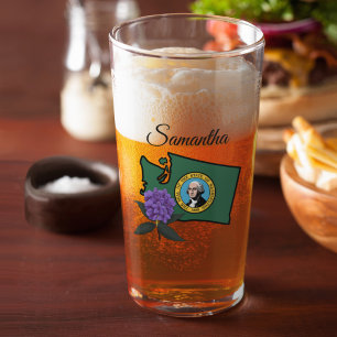 Washington Flag & Flower Pacific Rhododendron Glass