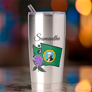 Washington Flag & Flower Pacific Rhododendron Insulated Tumbler