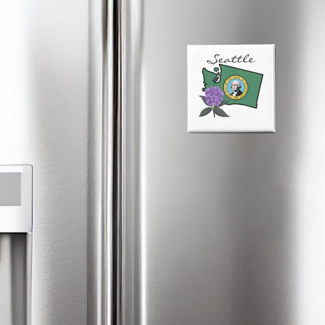 Washington Flag & Flower Pacific Rhododendron Magnet (Creator Uploaded)