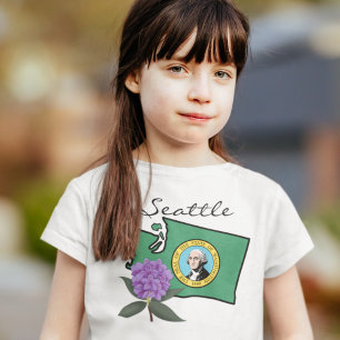 Washington Flag & Flower Pacific Rhododendron T-Shirt