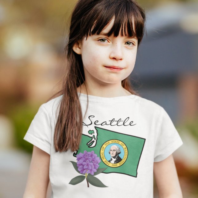 Washington Flag & Flower Pacific Rhododendron T-Shirt (Creator Uploaded)