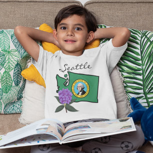 Washington Flag & Flower Pacific Rhododendron T-Shirt