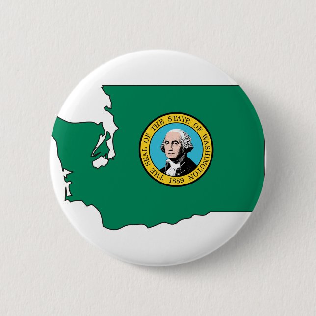 Washington Flag Map 6 Cm Round Badge (Front)