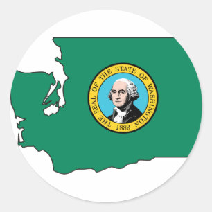 Washington Flag Map Classic Round Sticker