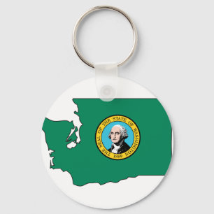 Washington Flag Map Key Ring