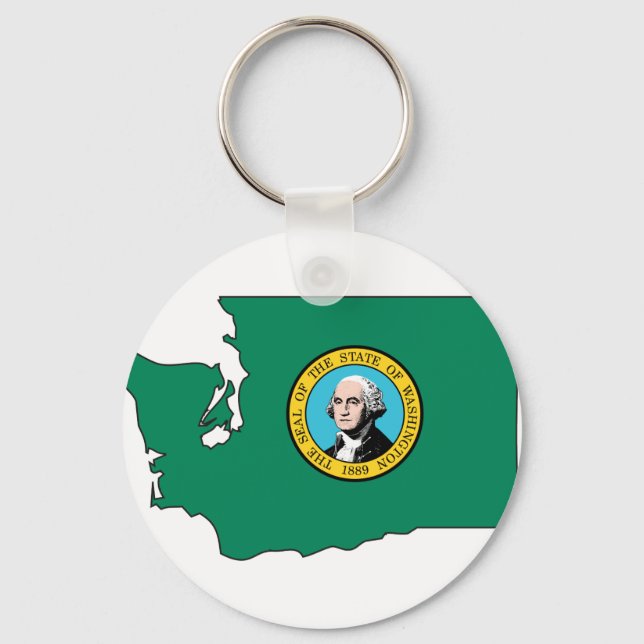Washington Flag Map Key Ring (Front)