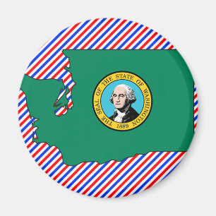 Washington Flag Map Magnet