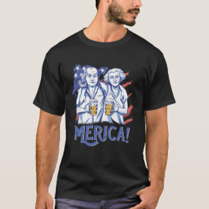 Washington Franklin 4th of July  Merica Men Women  T-Shirt