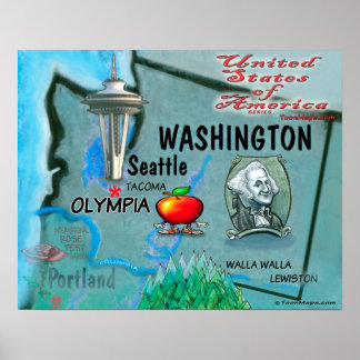 Washington Fun Map Poster