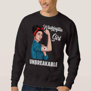 Washington Girl Unbreakable State Map Flag Souveni Sweatshirt