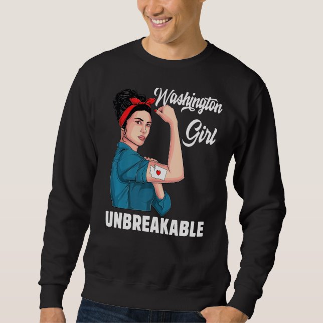 Washington Girl Unbreakable State Map Flag Souveni Sweatshirt (Front)