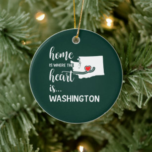 Washington home is where the heart is ceramic tree decoration