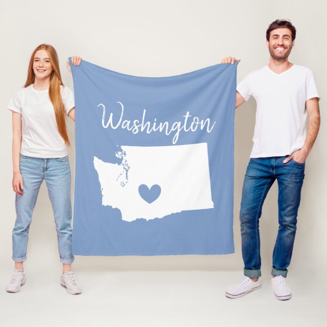Washington home state map love heart  fleece blanket (In Situ)