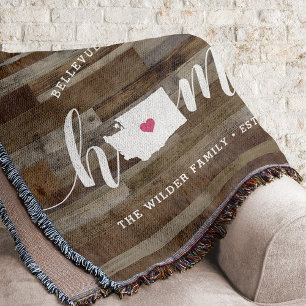 Washington Home State Personalized Wood Look Throw Blanket