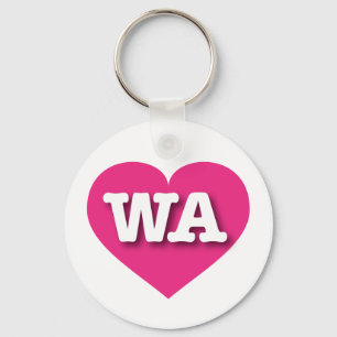 Washington Hot Pink Heart - I love WA Key Ring