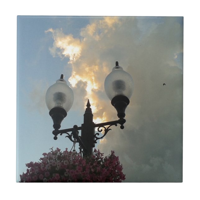 Washington, Iowa Storm Clouds and Lights Tile (Front)