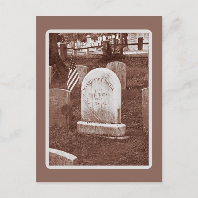 Washington Irving's tombstone Postcard (Front)