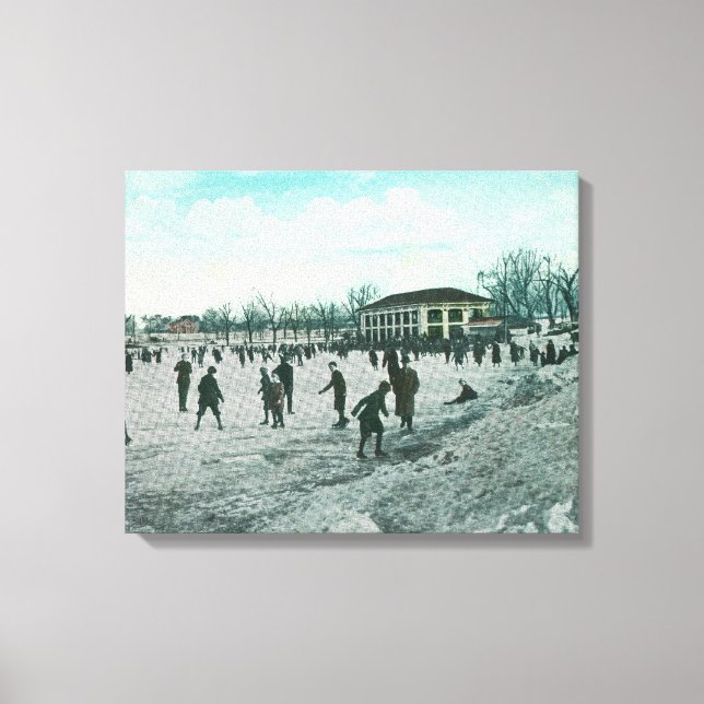 Washington Lake Park Ice Skating Scene Canvas Print (Front)