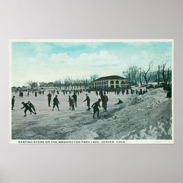 Washington Lake Park Ice Skating Scene Poster (Front)