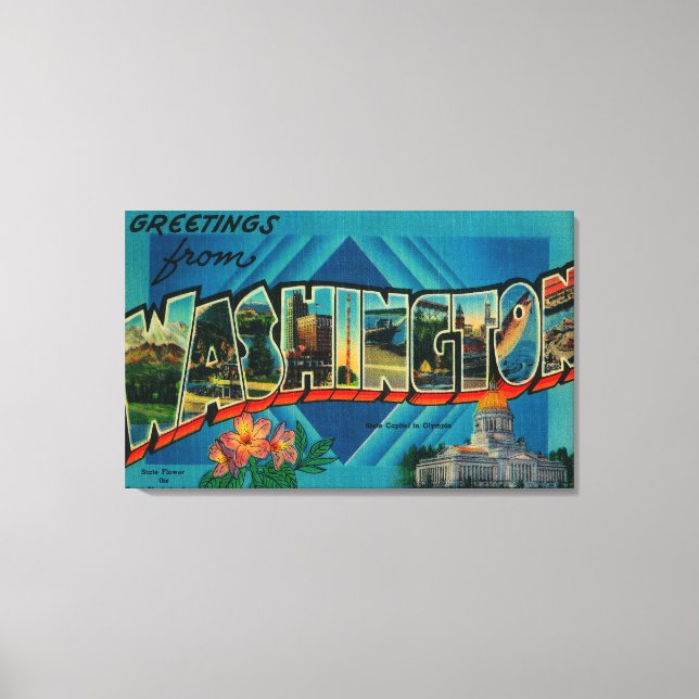 Washington - Large Letter Scenes 2 Canvas Print (Front)