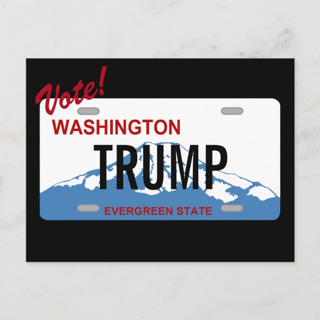 Washington license plate vote Trump custom card (Front)