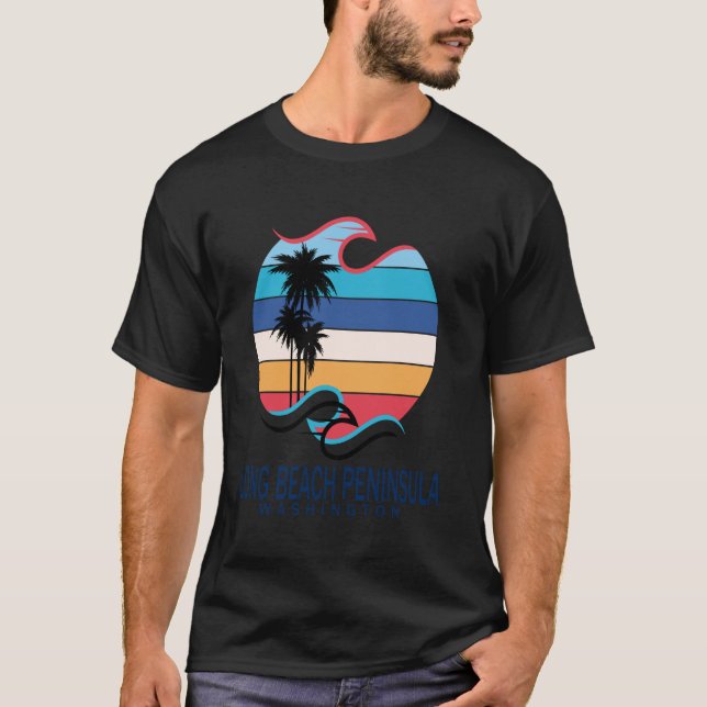 Washington Long Beach Peninsula Beach Surfing Men  T-Shirt (Front)