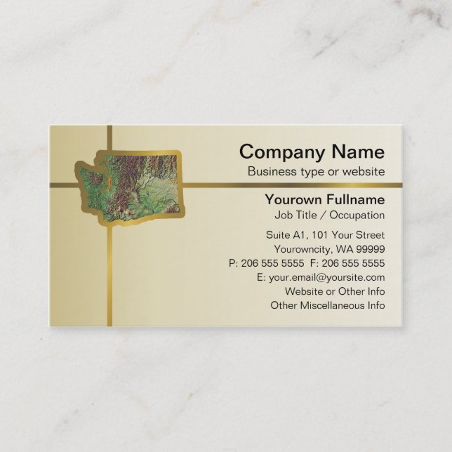 Washington Map Business Card (Front)