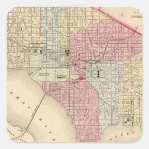 Washington Map by Mitchell Square Sticker
