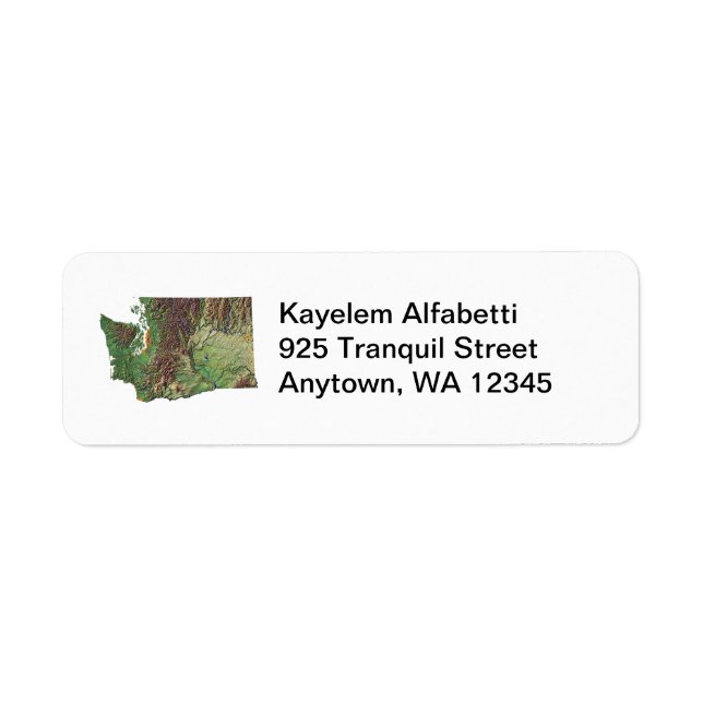 Washington Map Return Address Label (Front)
