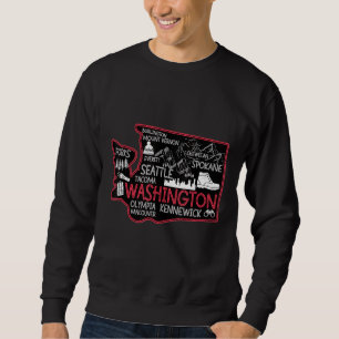 Washington map USA Kennewick Seattle Tacoma Forks Sweatshirt