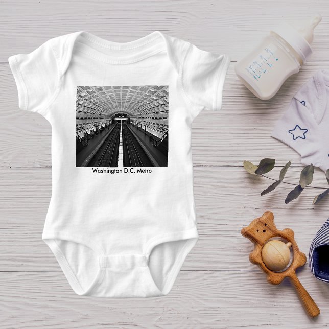 Washington Metro Station Looking at the Rails Baby Bodysuit (Washington Metro Station Looking at the Rails Baby Bodysuit)