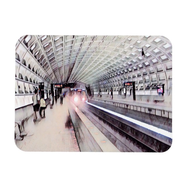 Washington Metro Subway Watercolor Painting Magnet (Horizontal)