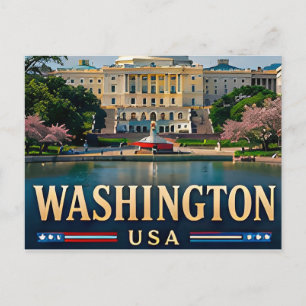 Washington Monument and American Icons Postcard