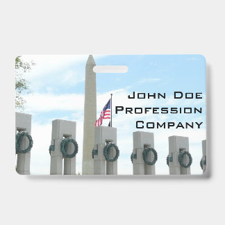 Washington Monument and WWII Memorial in DC ID Badge