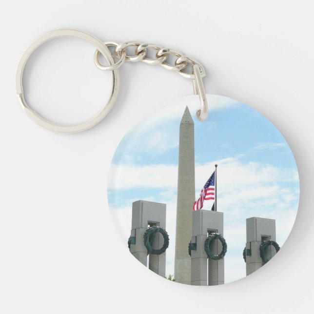 Washington Monument and WWII Memorial in DC Key Ring (Front)