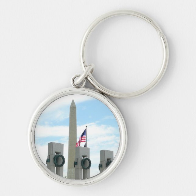 Washington Monument and WWII Memorial in DC Key Ring (Front)