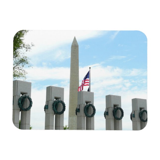 Washington Monument and WWII Memorial in DC Magnet (Horizontal)