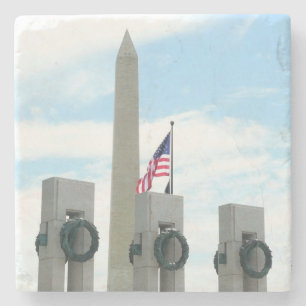 Washington Monument and WWII Memorial in DC Stone Coaster
