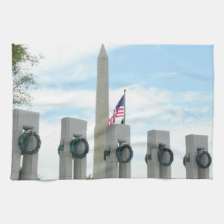 Washington Monument and WWII Memorial in DC Tea Towel
